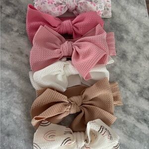 Pink and Brown Kids Hair Bow Set